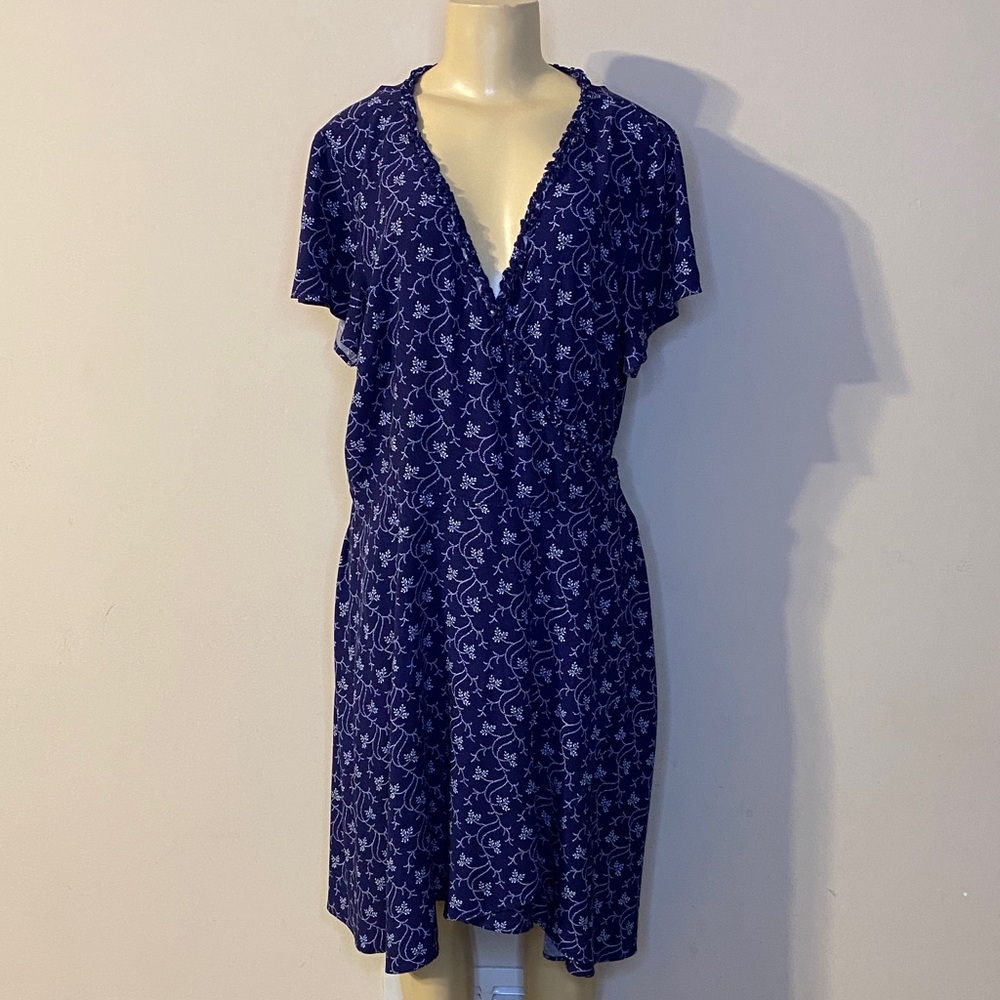 Loft Blue Floral Wrap Dress Size 18
